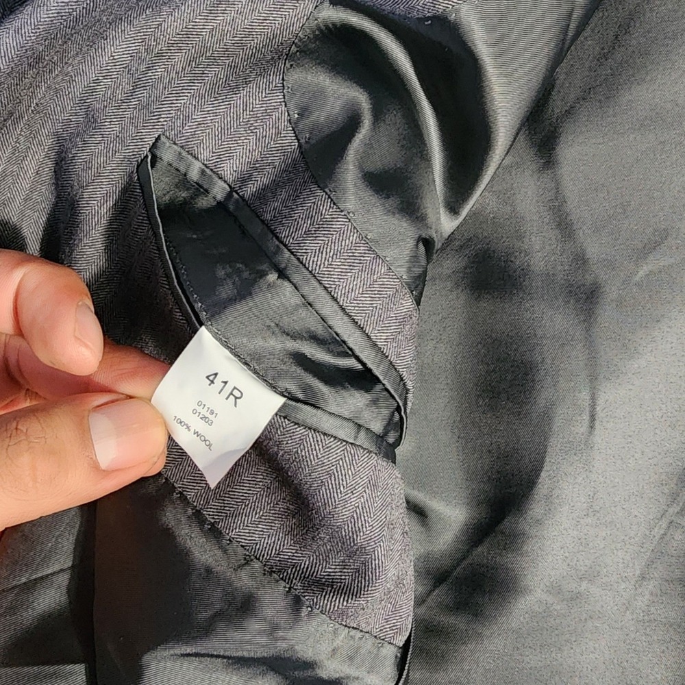 Jos. A. Bank Signature Collection Grey Herringbone 100% Wool Blazer 41R Mens - Picture 5 of 6